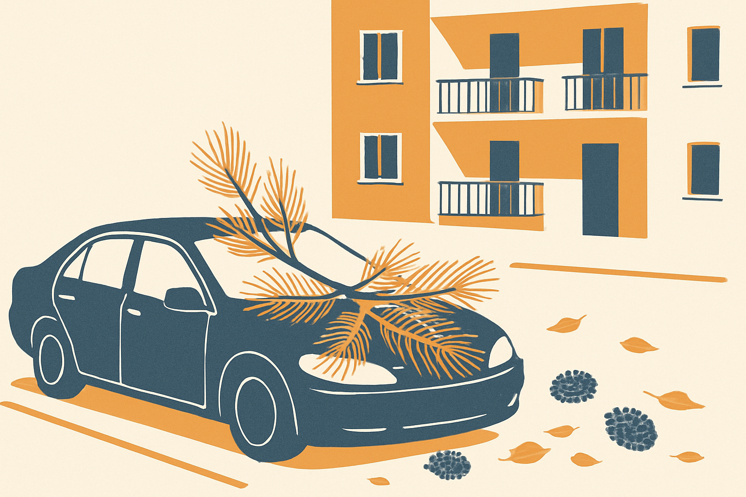Pigne e rami caduti: chi risponde dei danni alle auto in condominio?